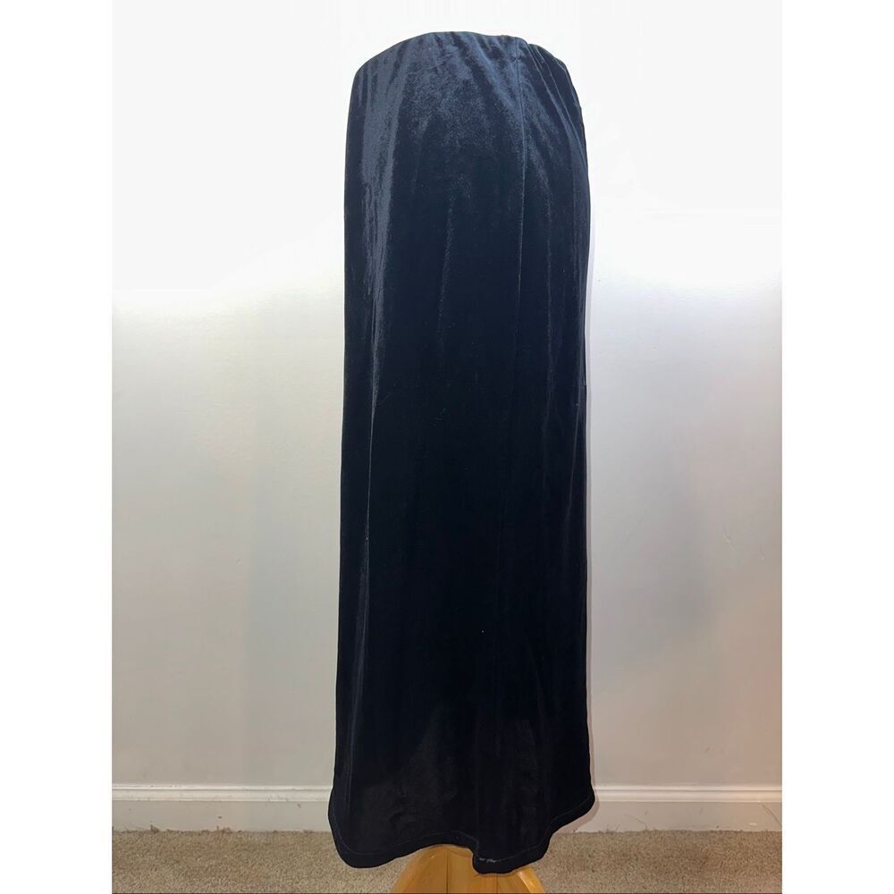 Anthropologie Sz M Tilda Velvet Slip Skirt Black Midi Bias Cut - Picture 3 of 11
